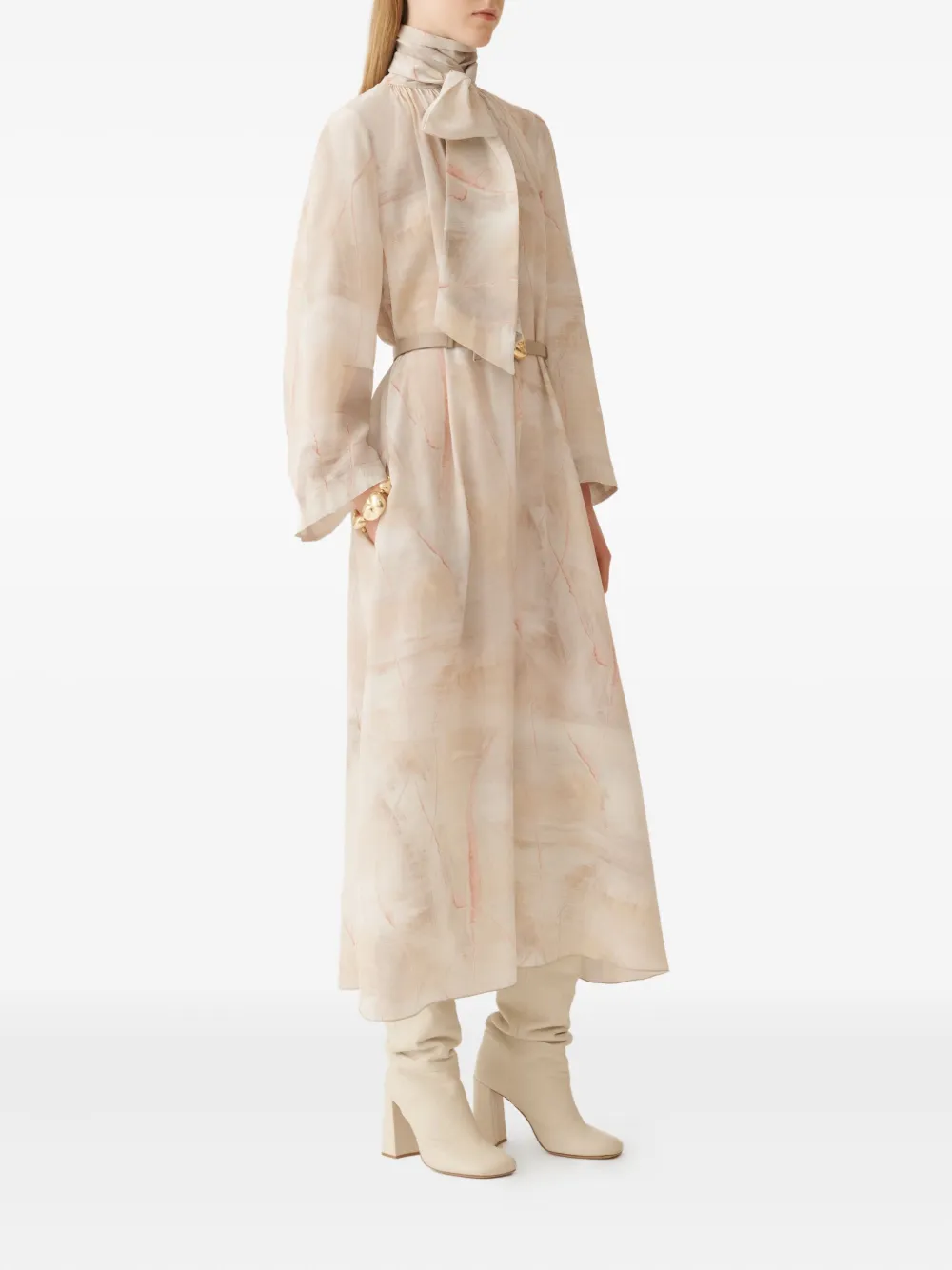 Fabiana Filippi Midi-jurk met abstracte print Beige