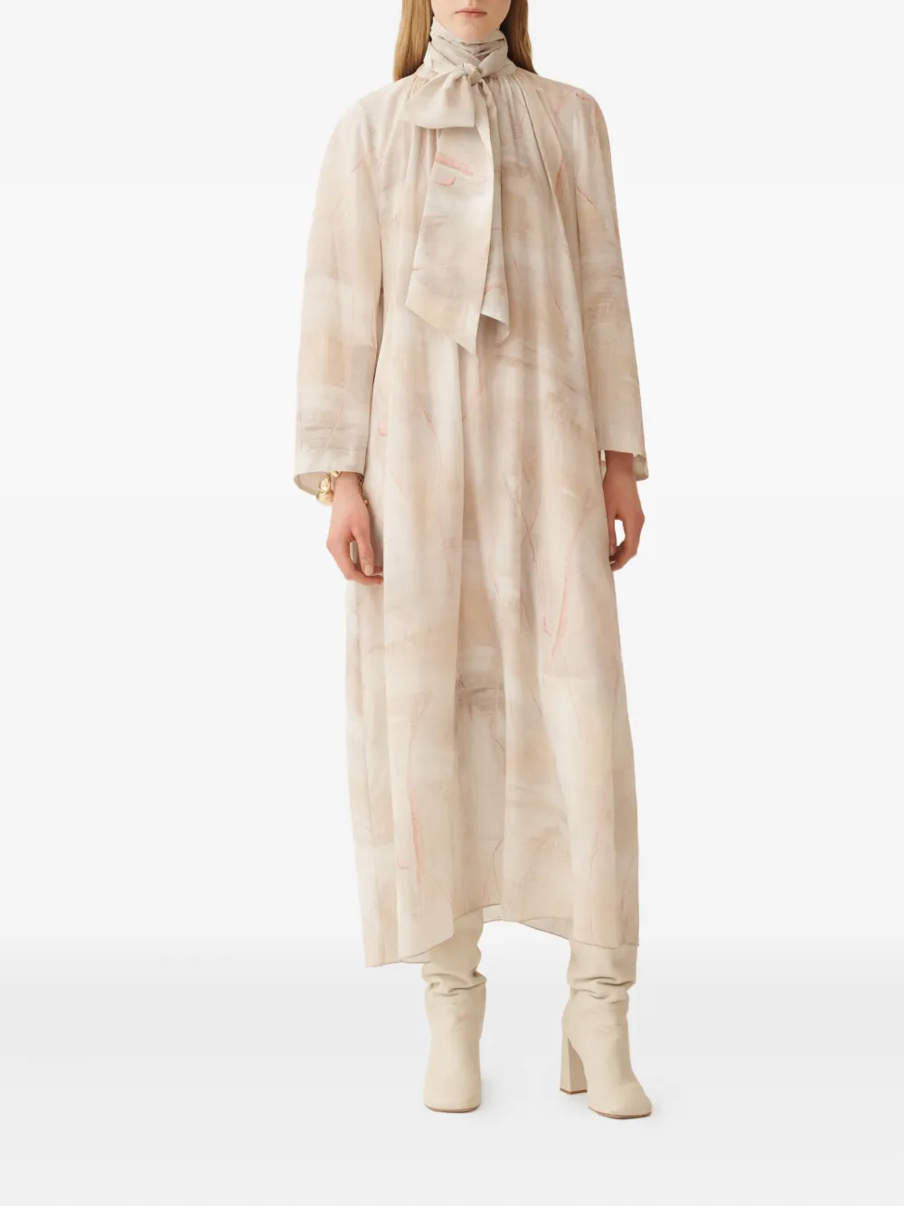 Fabiana Filippi Midi-jurk met abstracte print Beige