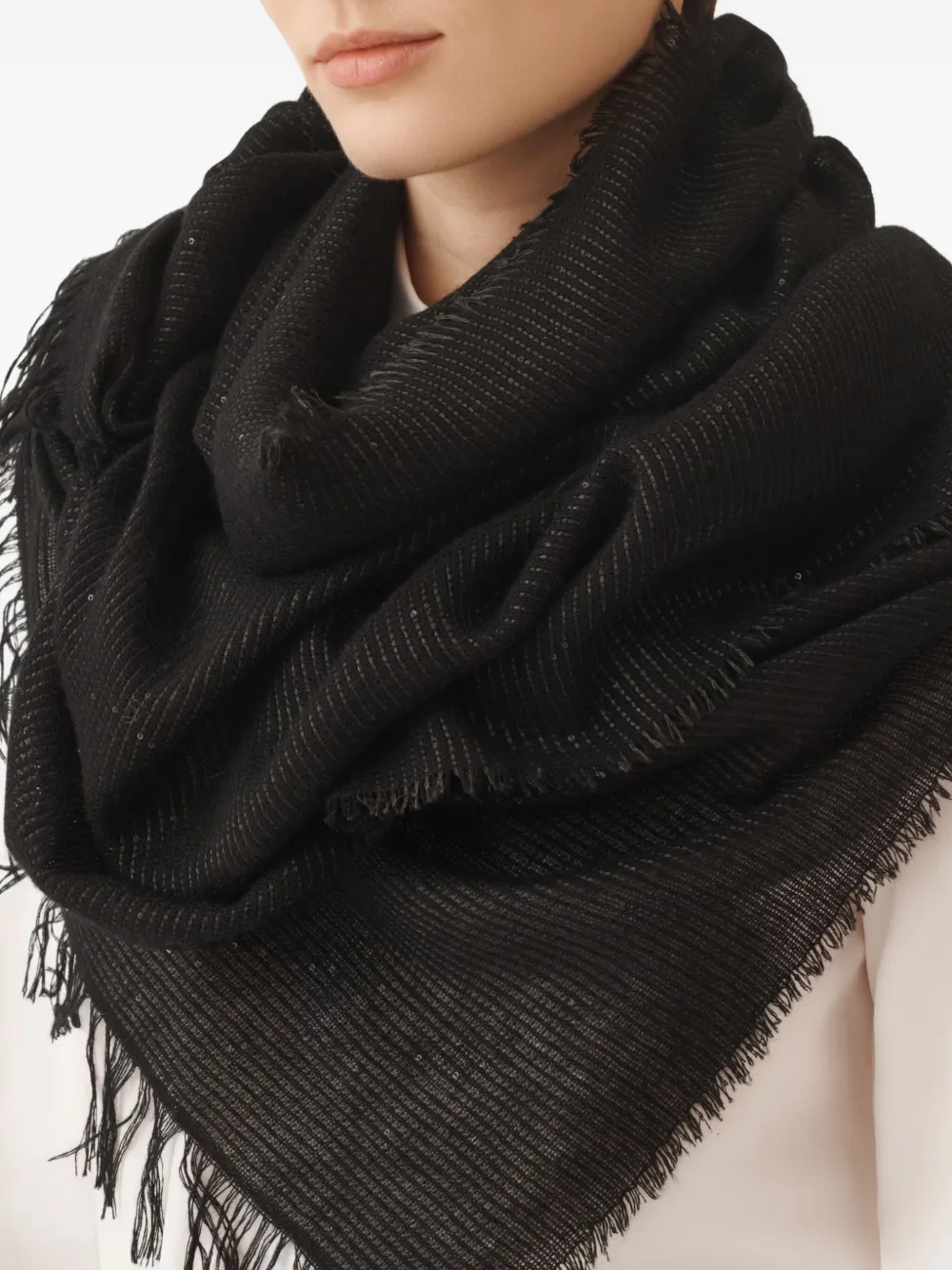 Fabiana Filippi Sjaal met franje en metallic-effect Zwart