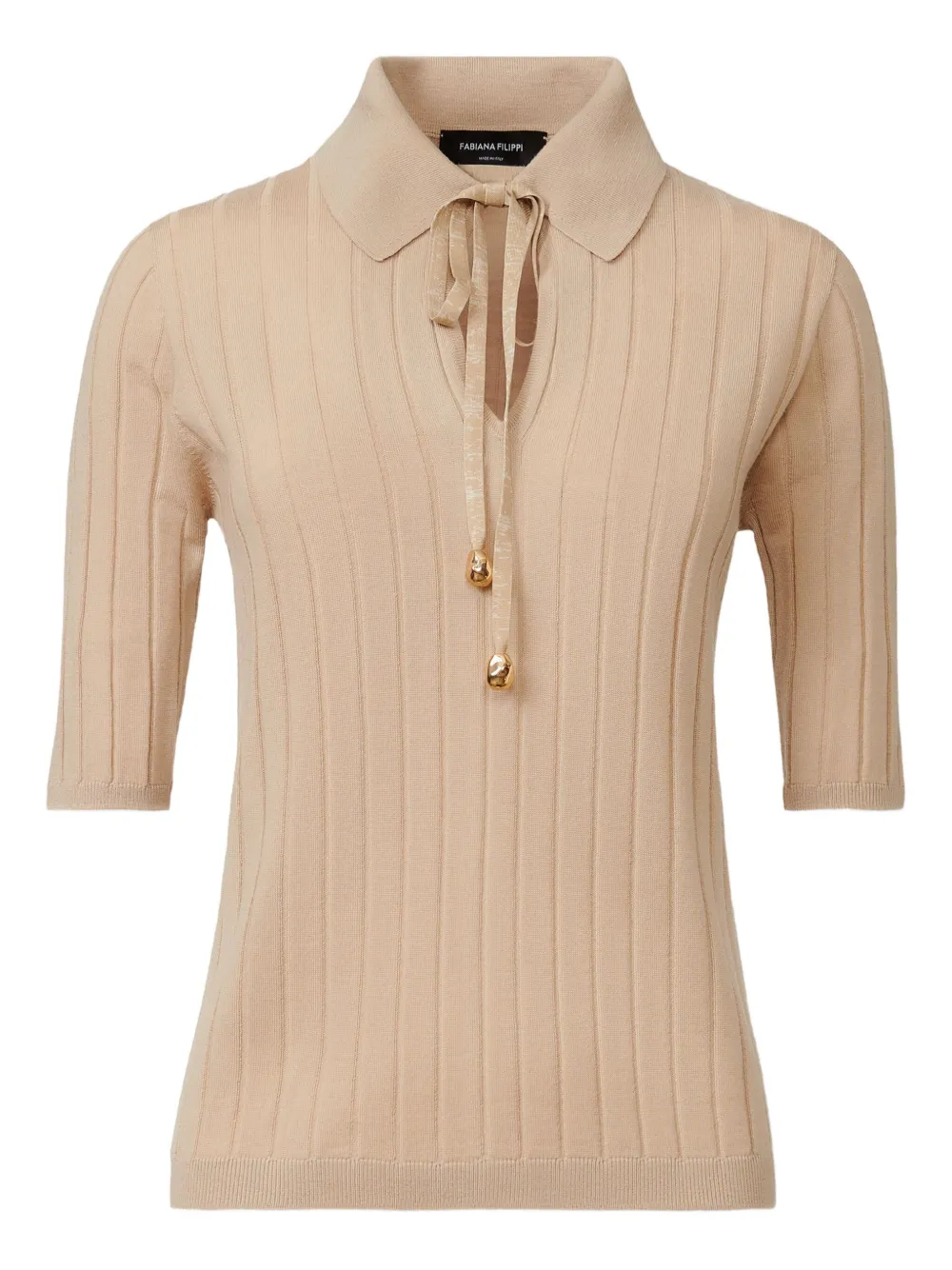 Fabiana Filippi Ribgebreide polotop Beige