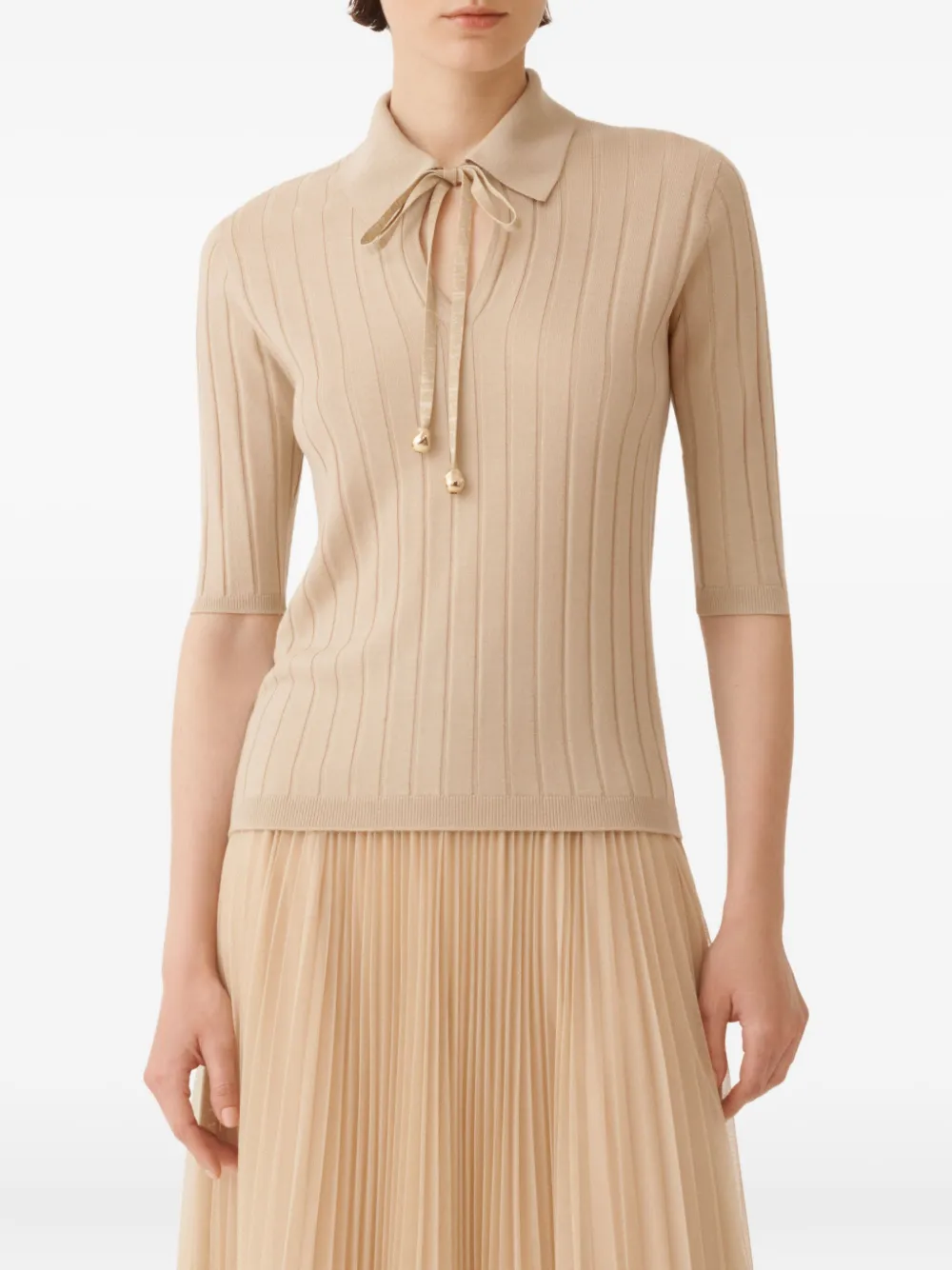 Fabiana Filippi Ribgebreide polotop Beige