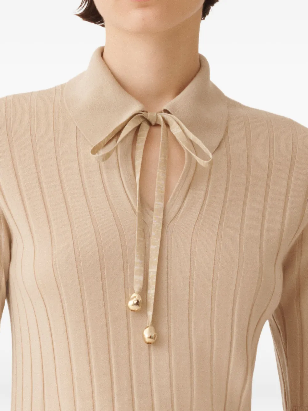 Fabiana Filippi Ribgebreide polotop Beige