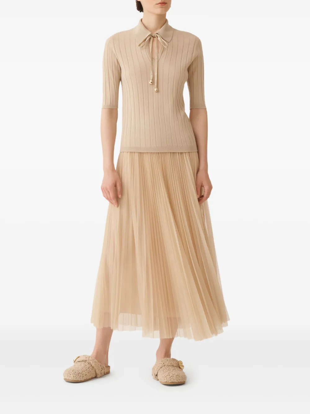 Fabiana Filippi Ribgebreide polotop Beige