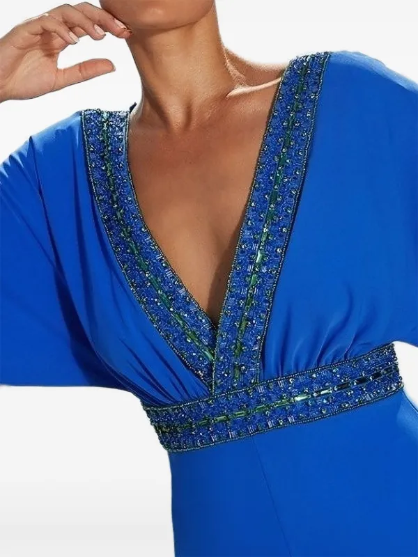 Maestri Embellished V-neck Maxi Dress | Blue | FARFETCH GR