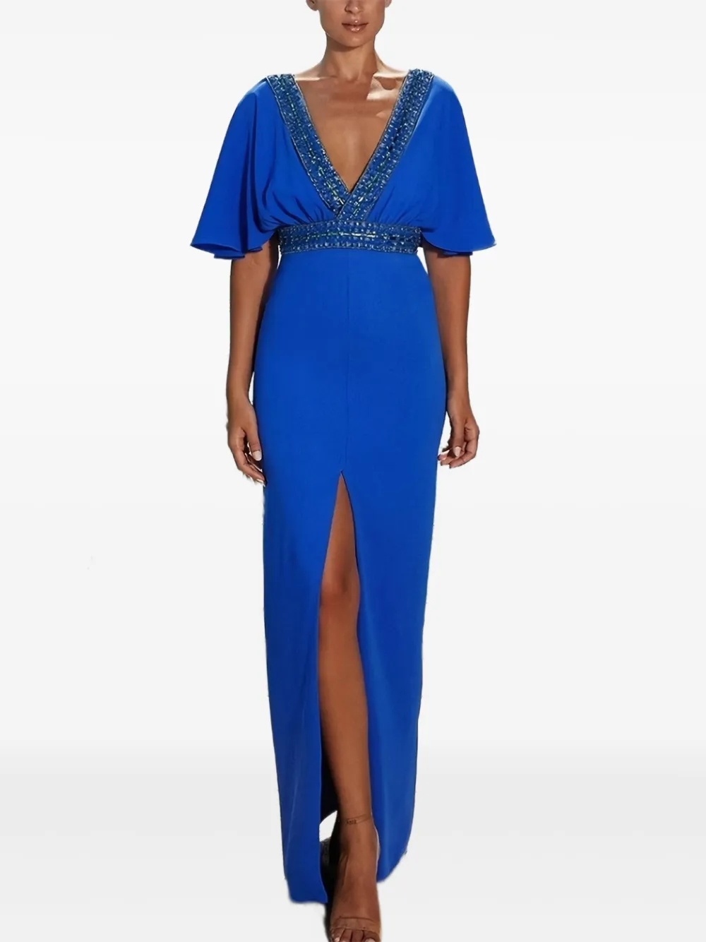 Maestri robe longue à col v | bleu | Image 1