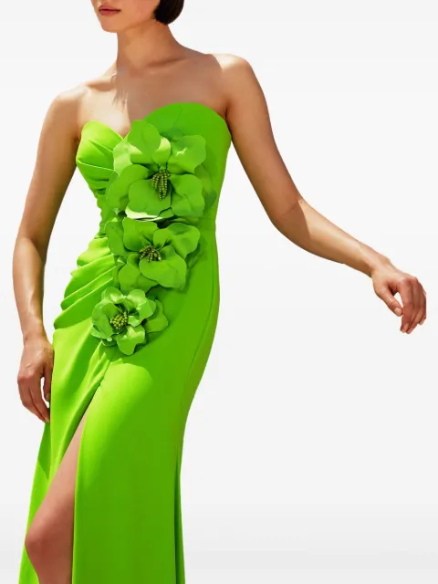 Maestri flower-embellished split gown
