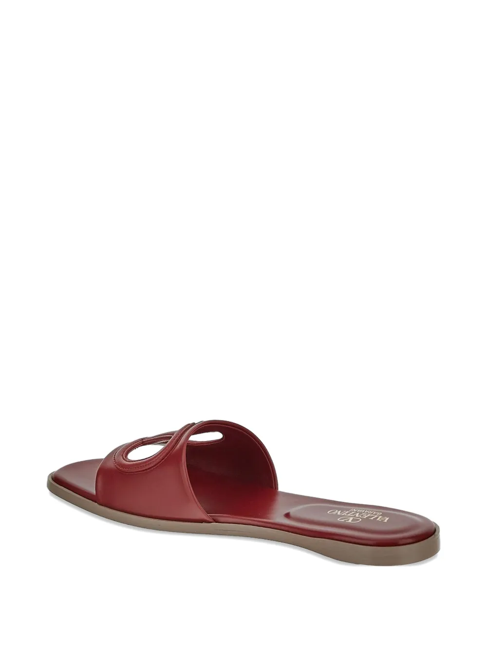 Valentino Garavani VLogo Signature platte leren sandalen Rood