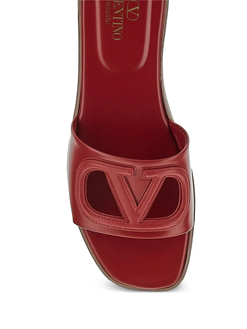 Valentino Garavani VLogo Signature platte leren sandalen Rood