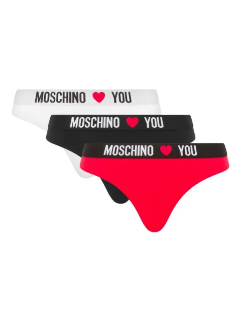 Moschino set de tres piezas de ropa interior con logo en forma de corazón