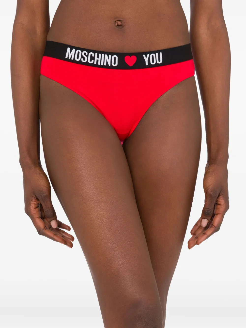 Moschino Drie slips met logo-hart Zwart
