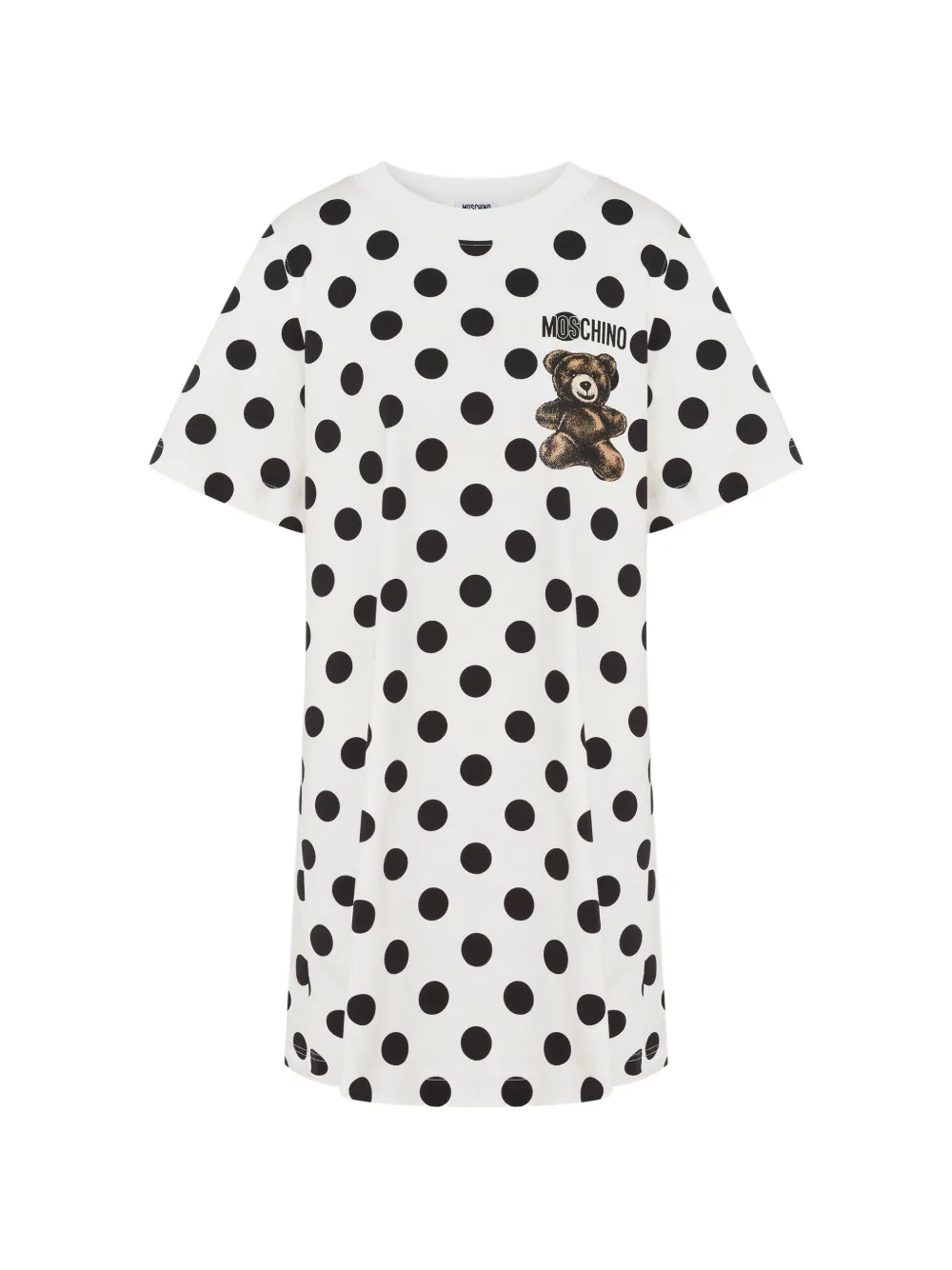 Moschino Teddy-Minikleid mit Polka Dots - Weiß