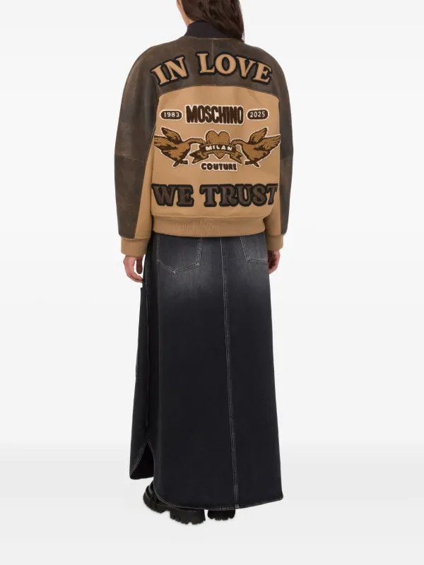 Moschino コントラストスリーブ ボンバージャケット | ブラウン