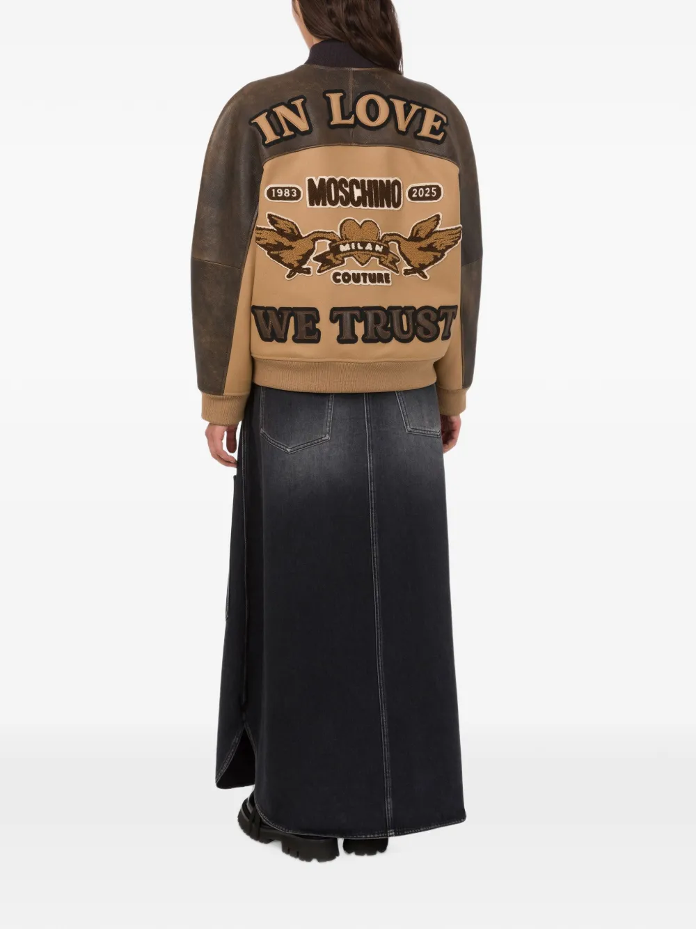 Moschino Bomberjack met contrasterende mouwen Bruin