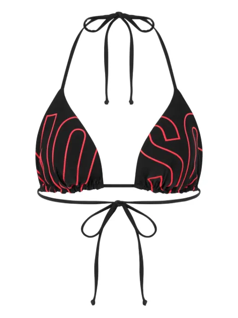 Moschino logo-print triangle bikini