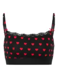 Moschino heart-print lace-trimmed bra - Black