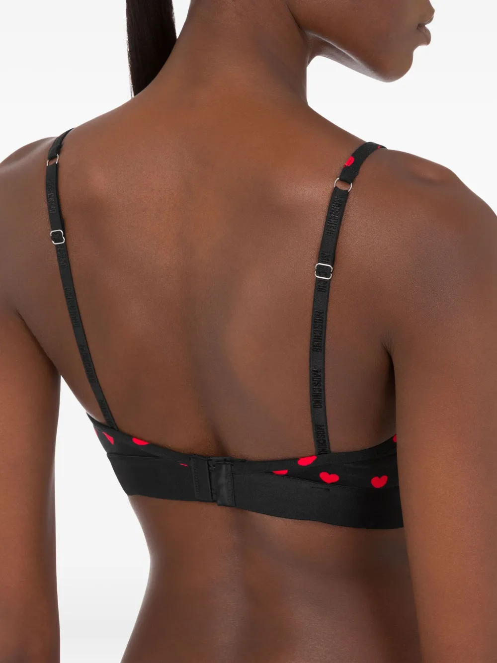 Moschino Bh met hartprint en kanten afwerking Zwart
