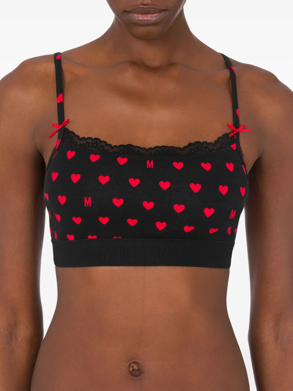 Moschino Bh met hartprint en kanten afwerking Zwart