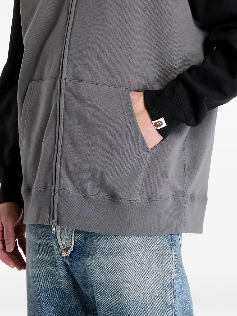 A BATHING APE Hoodie met haaienpatroon en rits Grijs