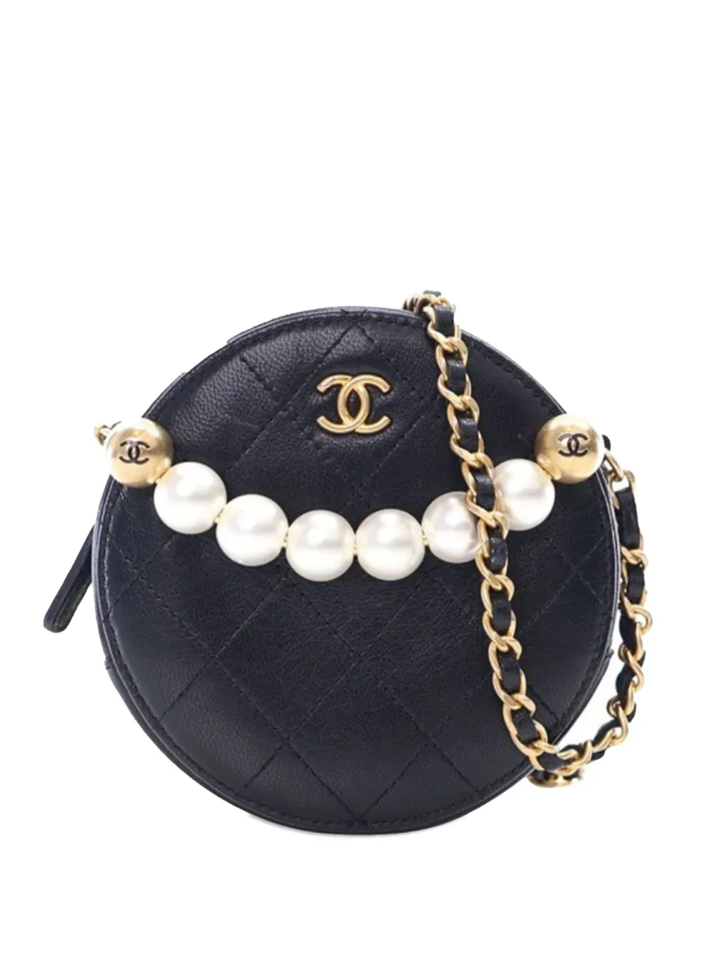 CHANEL Pre-Owned 2019 Lambskin Pearl Round Clutch On Chain crossbody CHANEL Pre-Owned 2019 Lambskin Pearl Round Clutch On Chain crossbody