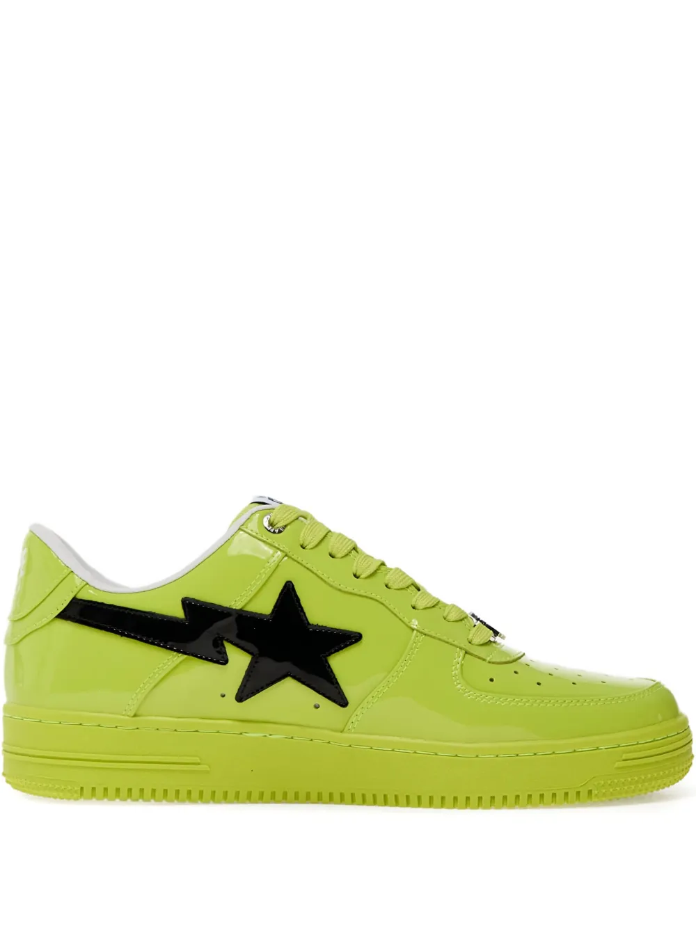 A BATHING APE star-patch patent leather sneakers Yellow