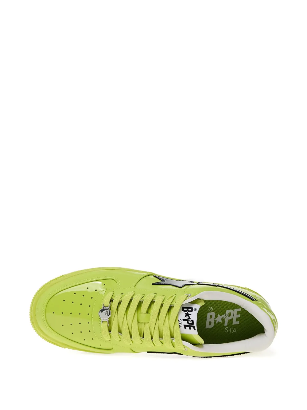 A BATHING APE star-patch patent leather sneakers Yellow