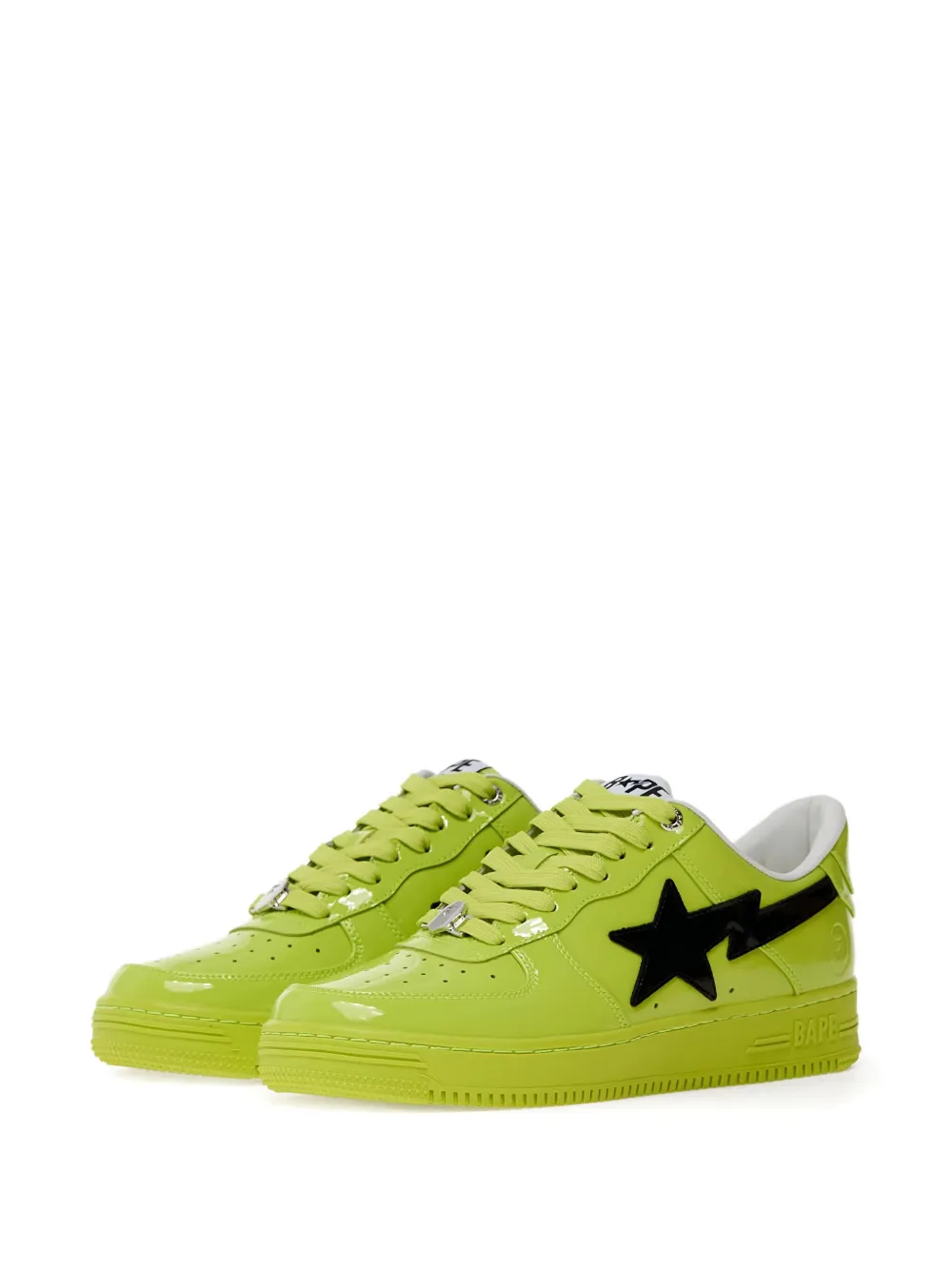 A BATHING APE star-patch patent leather sneakers Yellow