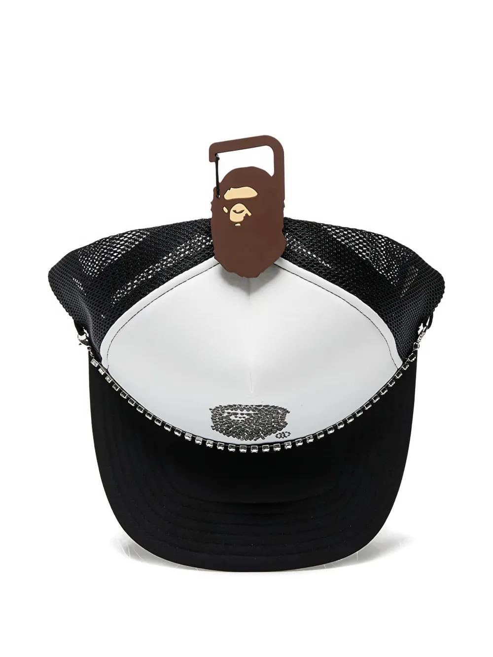 A BATHING APE x Swarovski mesh pet verfraaid met Ape Head Zwart