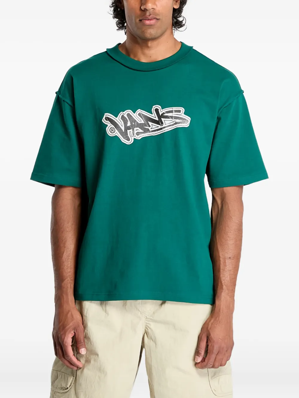 Vans Slap graffiti-print boxy T-shirt | Green | Image 1