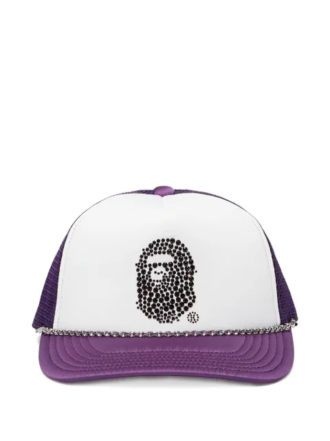 A BATHING APE® x Swarovski rhinestone ape-head mesh cap