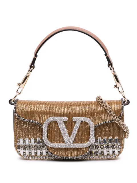 Valentino Garavani Pre-Owned 2021-2025 Small Swarovski Crystal Embroidered Vlogo Loco satchel