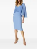 Allure cape-detail pencil mini dress - Blue