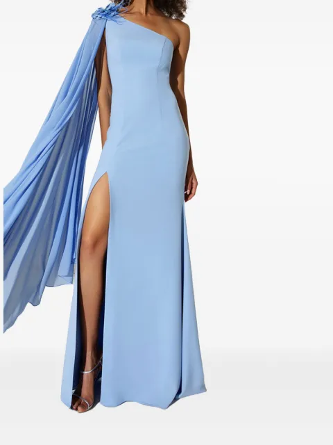 Allure one-shoulder cape dress