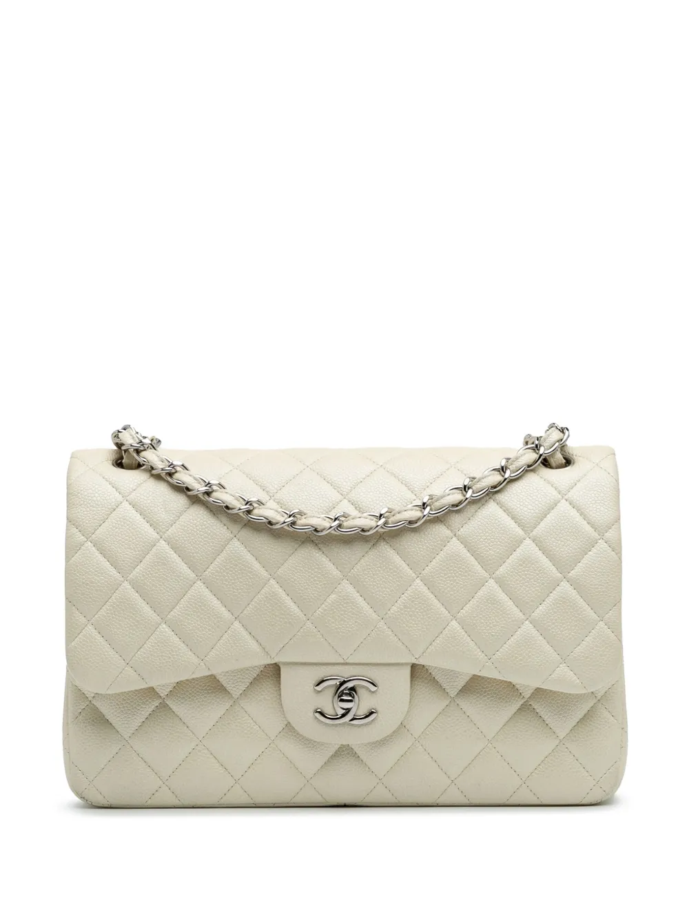 CHANEL Pre-Owned 2014-2015 Jumbo Classic Caviar Double Flap shoulder bag | White | Image 1