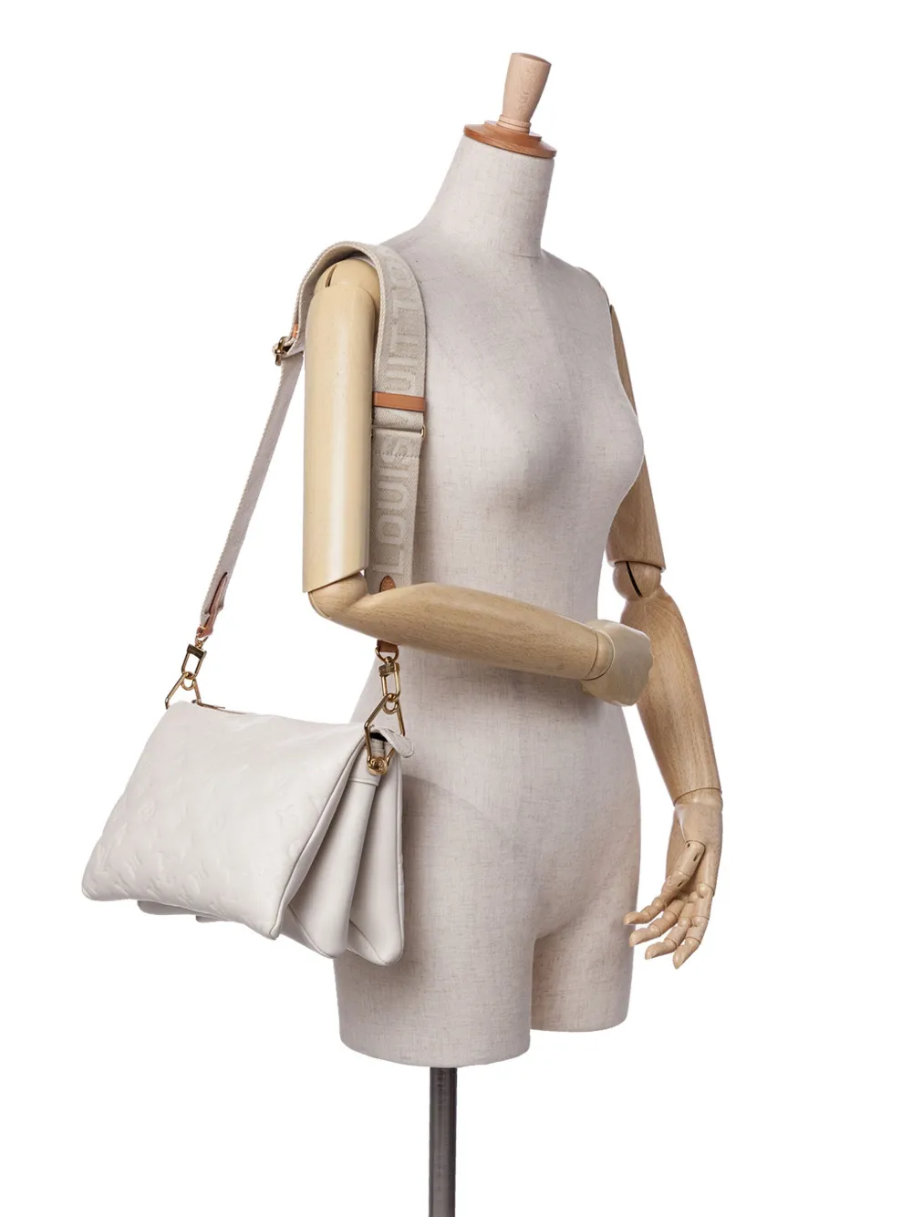 Pre-owned Louis Vuitton 2021-2024 Monogram Embossed Puffy Lambskin Coussin Pm Satchel