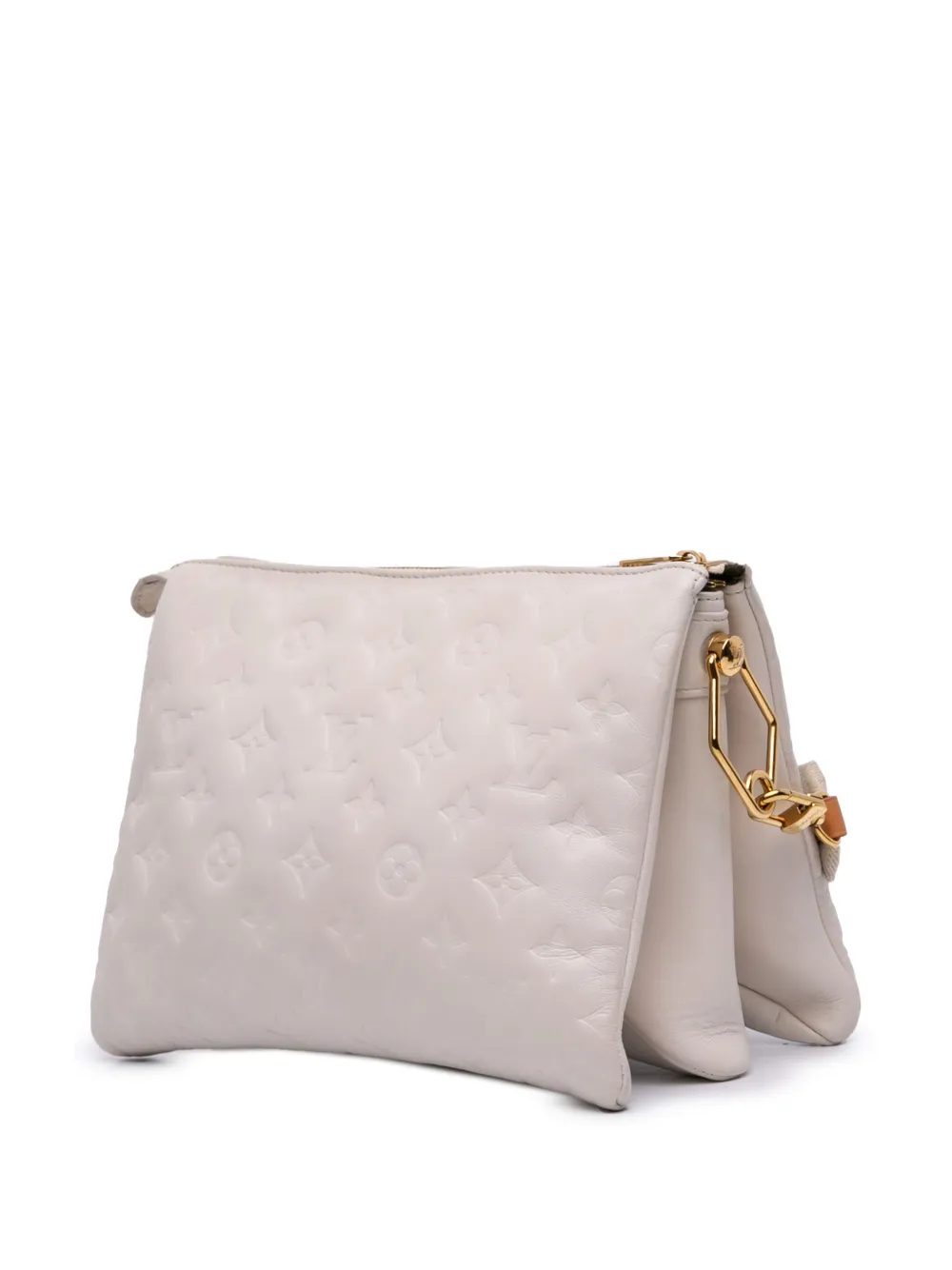 Pre-owned Louis Vuitton 2021-2024 Monogram Embossed Puffy Lambskin Coussin Pm Satchel