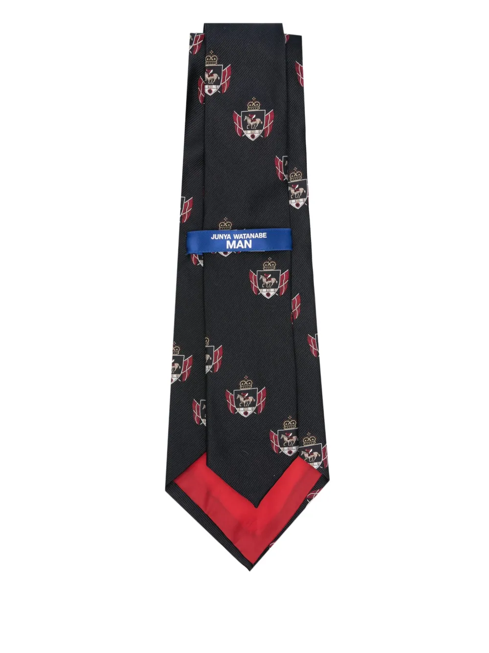 Junya Watanabe MAN crest-pattern tie - Zwart