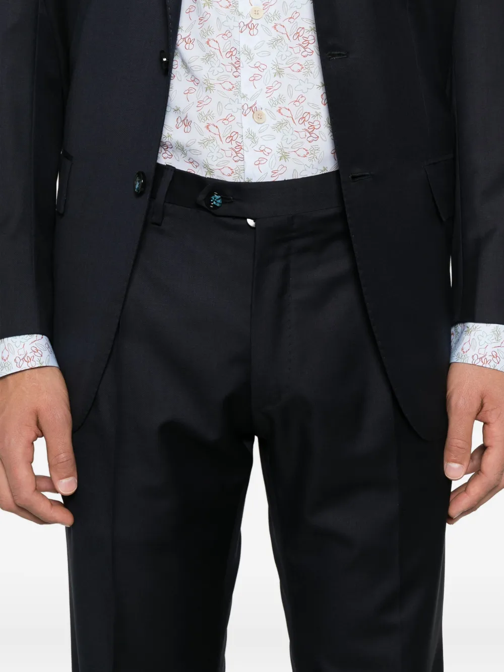 Kiton Pak met enkele rij knopen Blauw