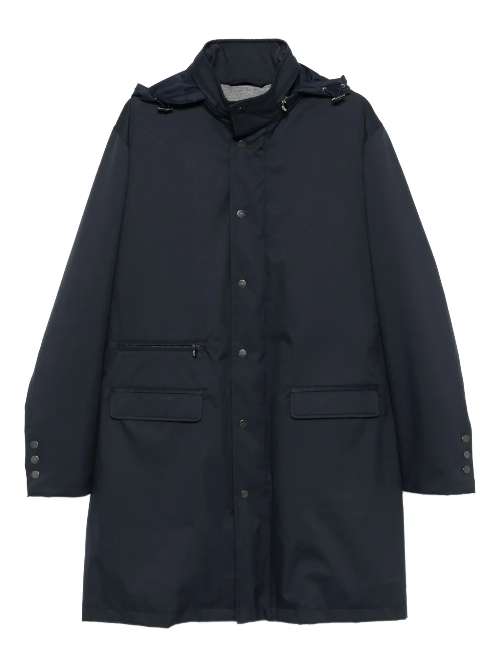 Kiton Jas met capuchon en knopen Blauw