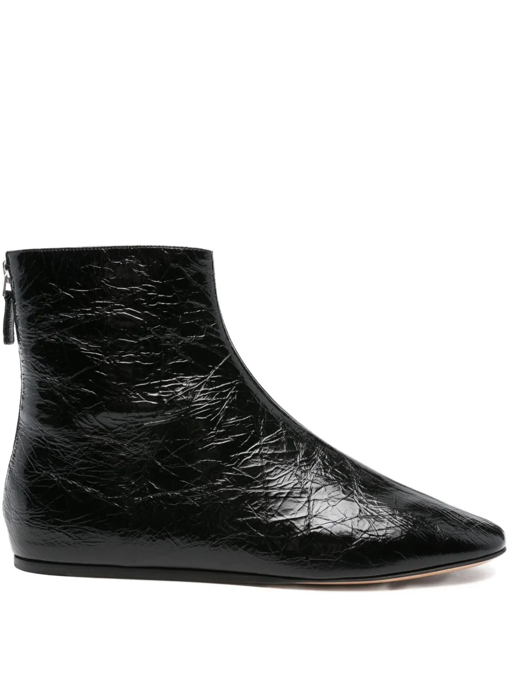 Le Monde Beryl Zip-detail Flat Ankle Boots In Black