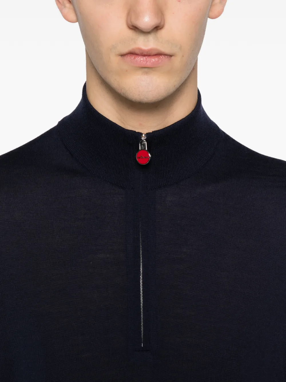 Kiton half-zip wool sweater Blauw
