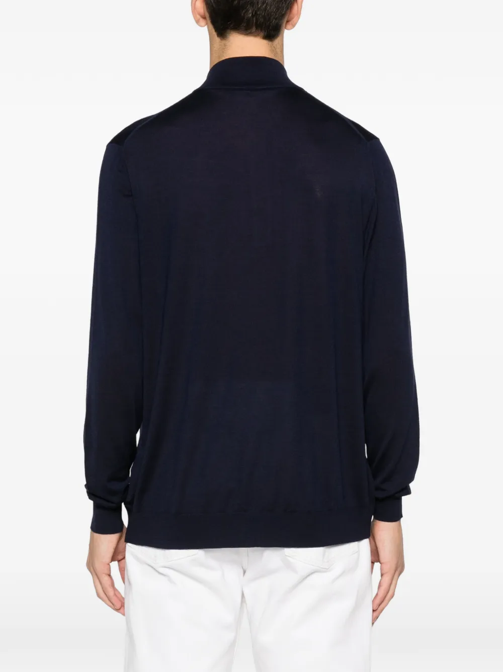 Kiton half-zip wool sweater Blauw
