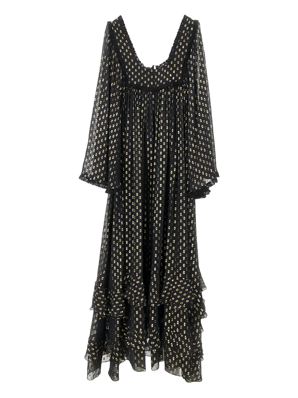 Chloé polka-dot ruffled maxi dress Zwart