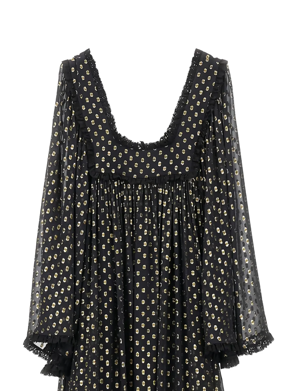 Chloé polka-dot ruffled maxi dress Zwart