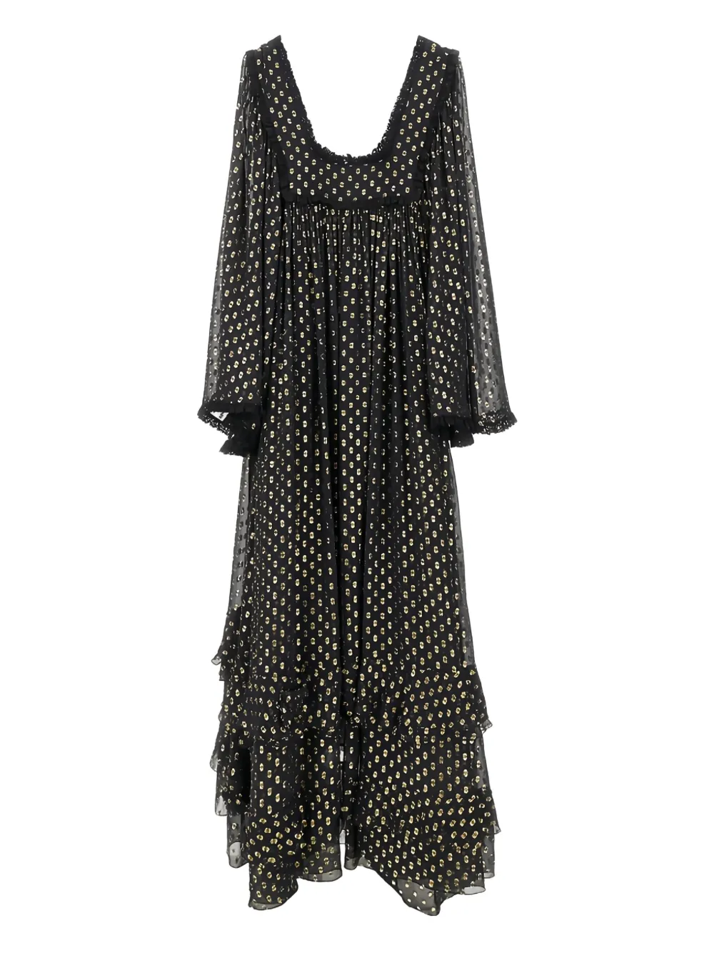 Chloé polka-dot ruffled maxi dress Zwart