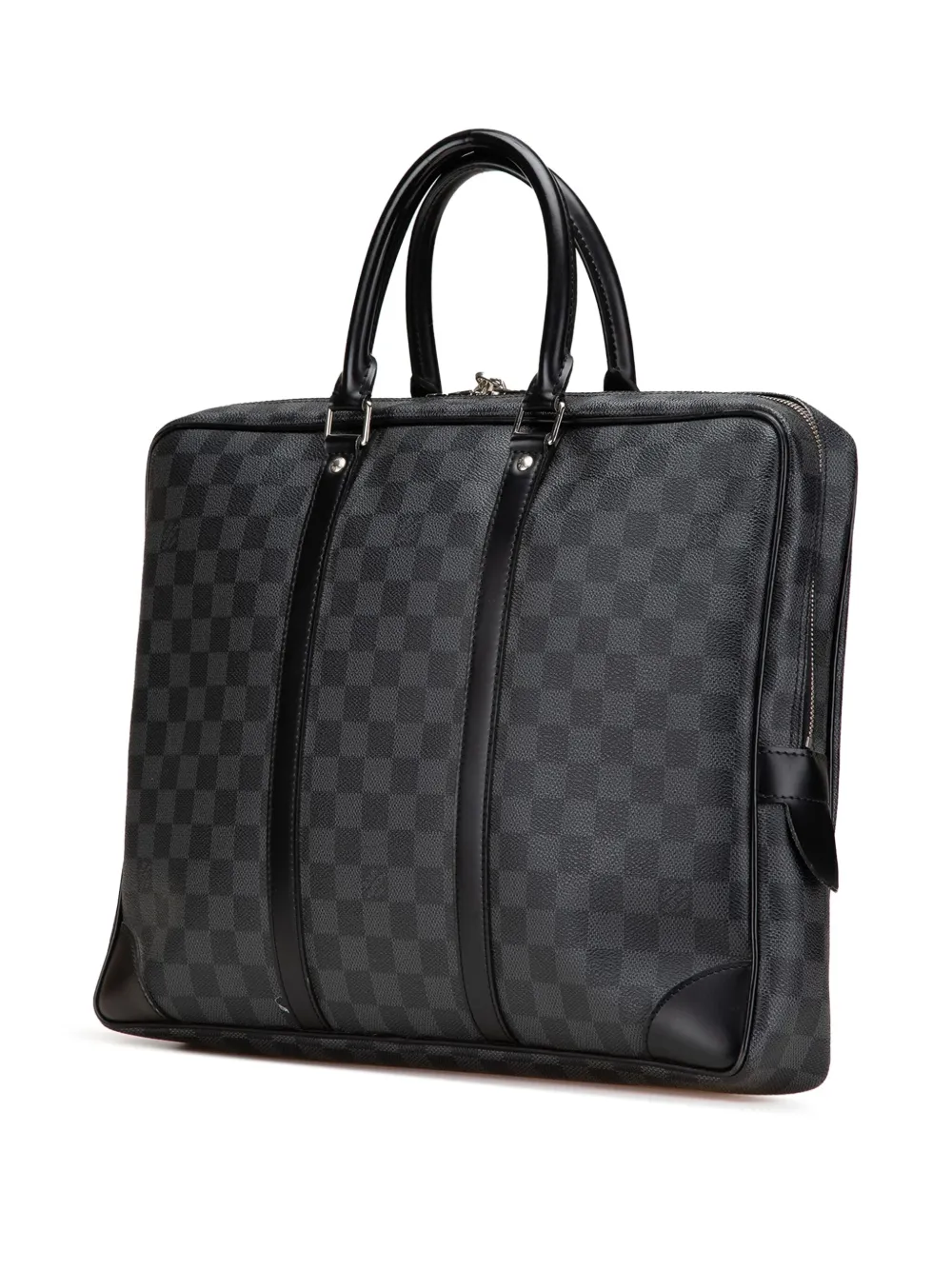 Pre-owned Louis Vuitton 2011 Damier Graphite Porte Documents Voyage Pm Business Bag In Black