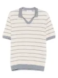 Gran Sasso striped V-neck linen T-shirt - Neutrals