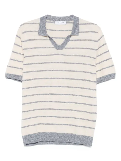 Gran Sasso striped V-neck linen T-shirt