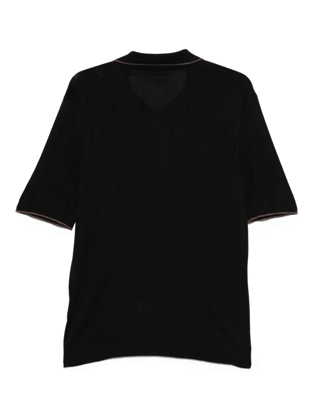 Gran Sasso Geribbeld poloshirt - Zwart
