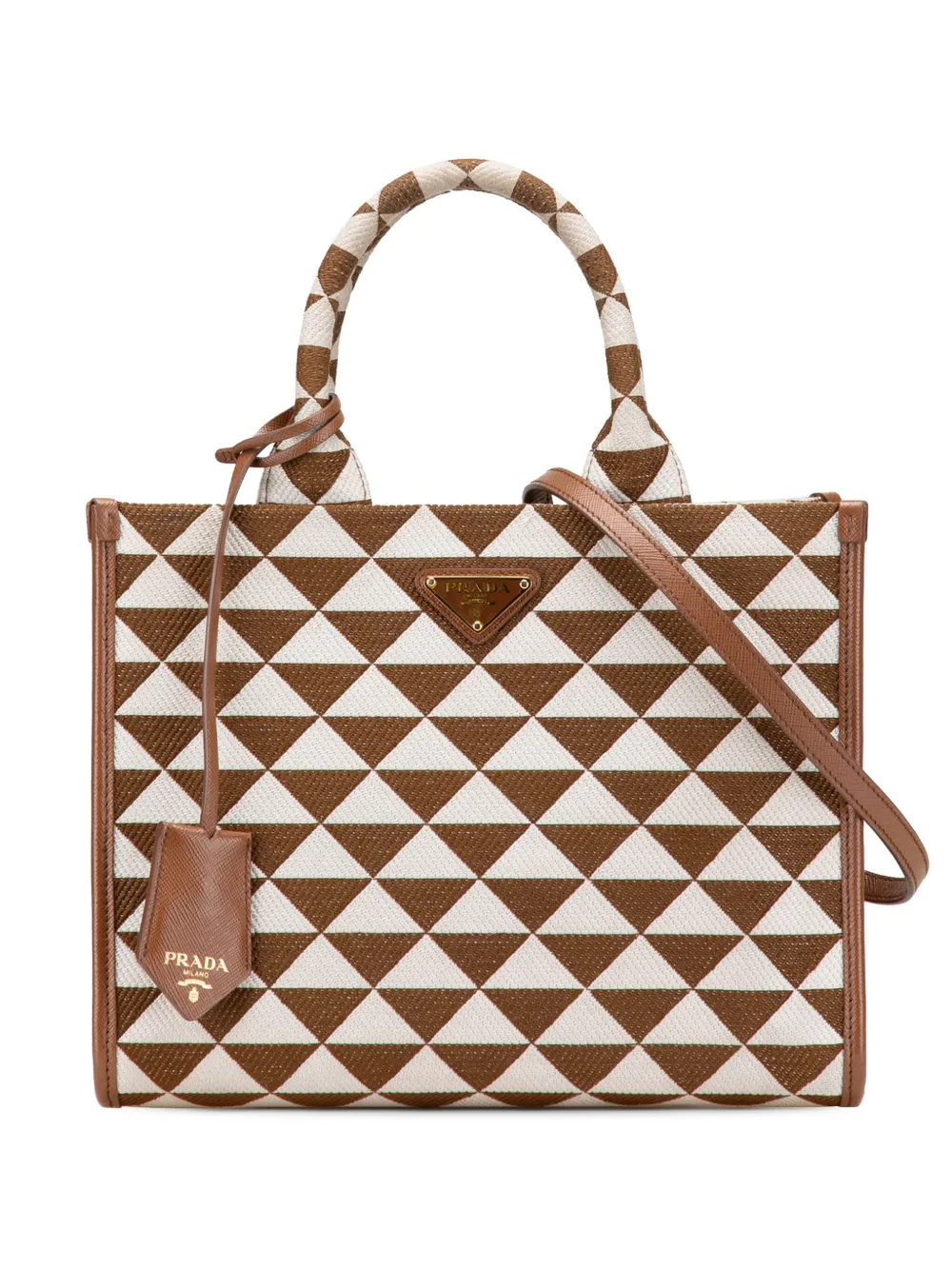 Pre-owned Prada 2013-2025 Small Canvas Symbole Triangolo Satchel