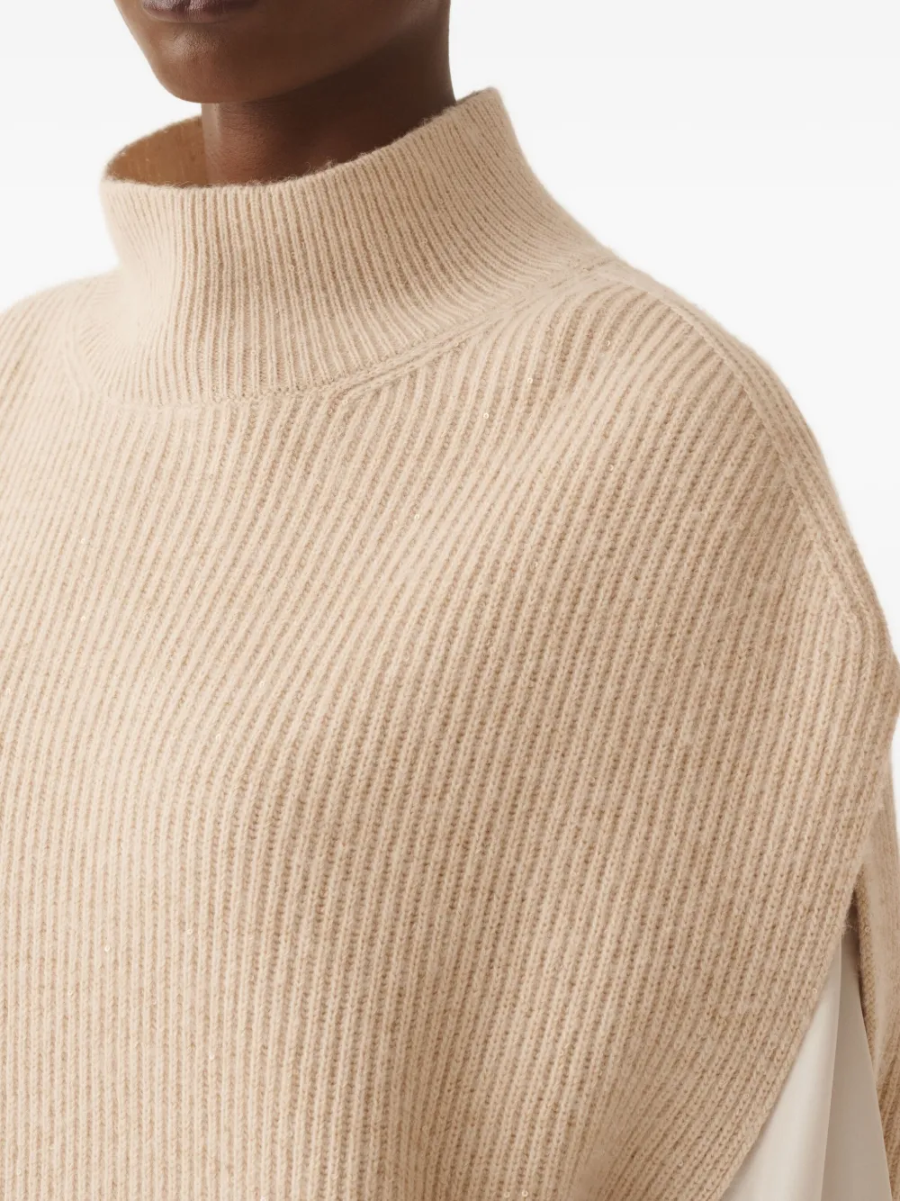 Fabiana Filippi Ribgebreid hemd Beige